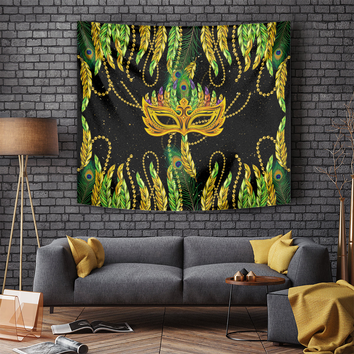 Feather Mask Mardi Gras Tapestry - Wonder Print Shop
