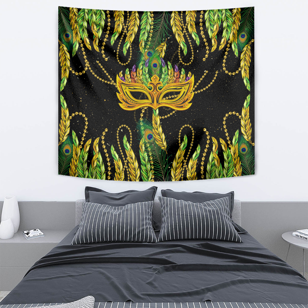Feather Mask Mardi Gras Tapestry - Wonder Print Shop