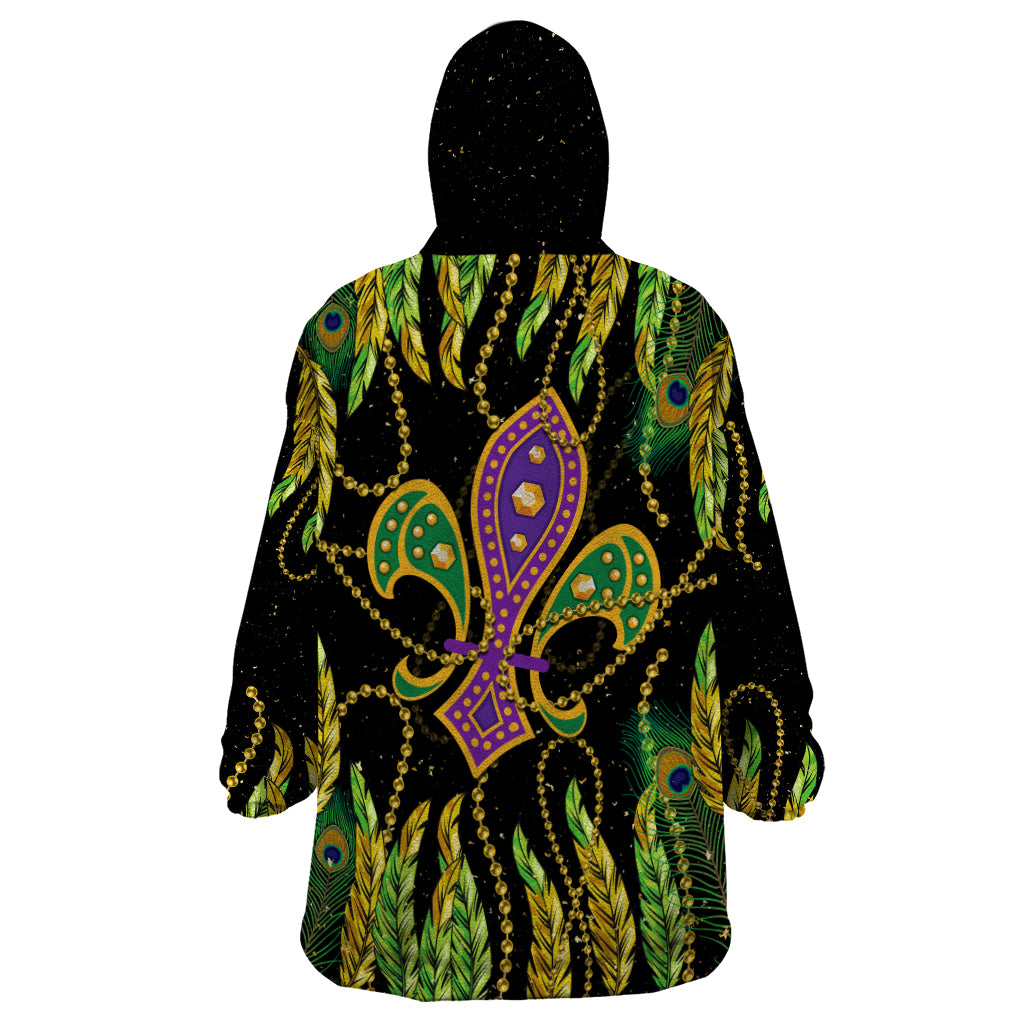 Feather Mask Mardi Gras Wearable Blanket Hoodie - Wonder Print Shop