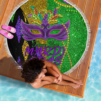 Peace Love Mardi Gras Beach Blanket Carnival Masks With Feathers LT9 - Wonder Print Shop