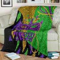 Peace Love Mardi Gras Blanket Carnival Masks With Feathers