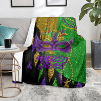 Peace Love Mardi Gras Blanket Carnival Masks With Feathers