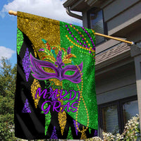 Peace Love Mardi Gras Garden Flag Carnival Masks With Feathers - Wonder Print Shop