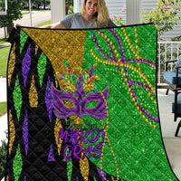 Peace Love Mardi Gras Quilt Carnival Masks With Feathers - Wonder Print Shop