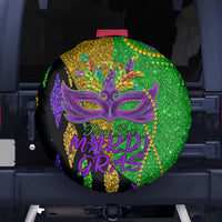 Peace Love Mardi Gras Spare Tire Cover Carnival Masks With Feathers - Wonder Print Shop