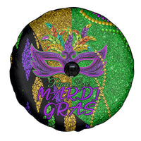 Peace Love Mardi Gras Spare Tire Cover Carnival Masks With Feathers - Wonder Print Shop