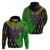 Peace Love Mardi Gras Zip Hoodie Carnival Masks With Feathers - Wonder Print Shop