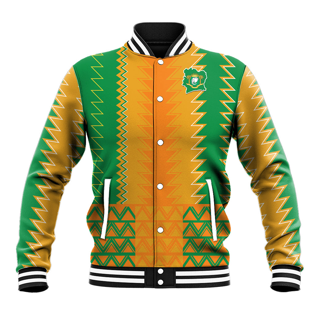 Custom Ivory Coast Football Baseball Jacket Les Elephants 2024 Sporty Style LT9 - Wonder Print Shop