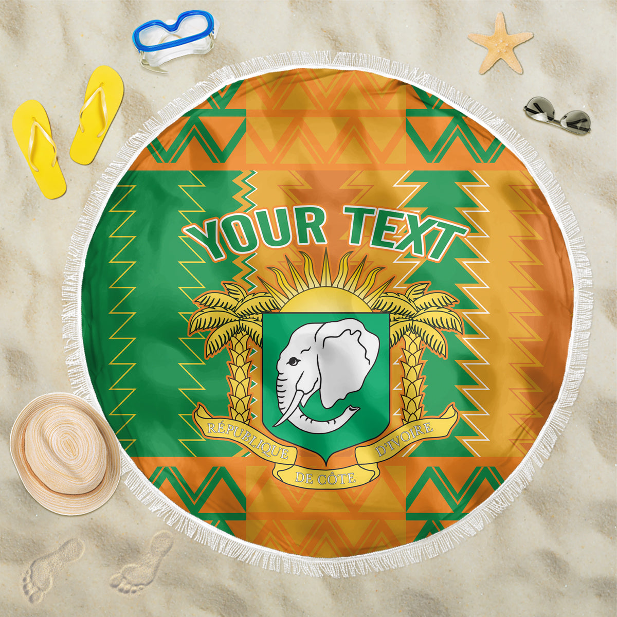 Custom Ivory Coast Football Beach Blanket Les Elephants 2024 Sporty Style LT9 - Wonder Print Shop