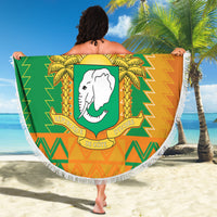 Custom Ivory Coast Football Beach Blanket Les Elephants 2024 Sporty Style LT9 - Wonder Print Shop