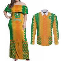 Custom Ivory Coast Football Couples Matching Off Shoulder Maxi Dress and Long Sleeve Button Shirt Les Elephants 2024 Sporty Style LT9 - Wonder Print Shop