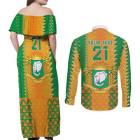 Custom Ivory Coast Football Couples Matching Off Shoulder Maxi Dress and Long Sleeve Button Shirt Les Elephants 2024 Sporty Style LT9 - Wonder Print Shop