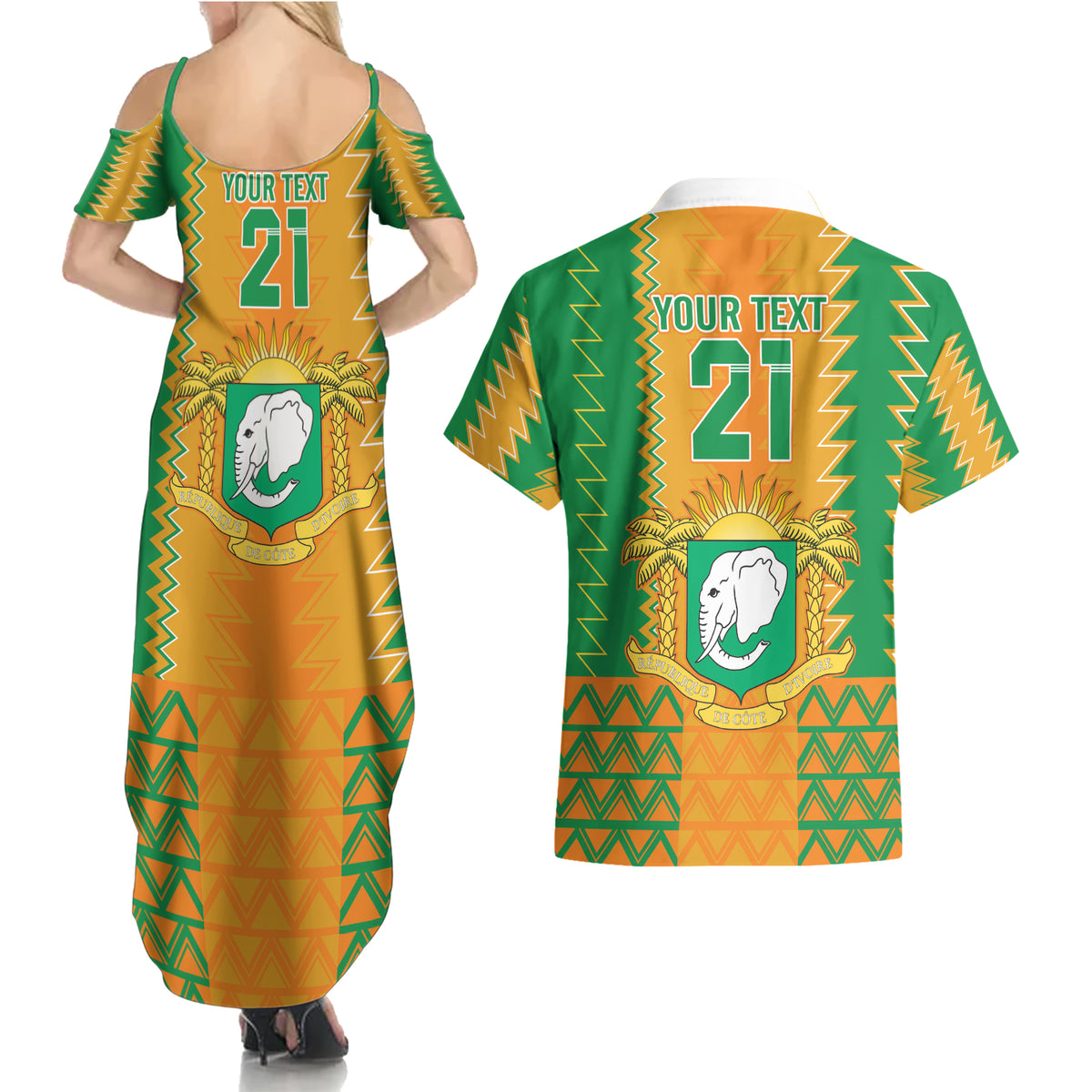 Custom Ivory Coast Football Couples Matching Summer Maxi Dress and Hawaiian Shirt Les Elephants 2024 Sporty Style LT9 - Wonder Print Shop