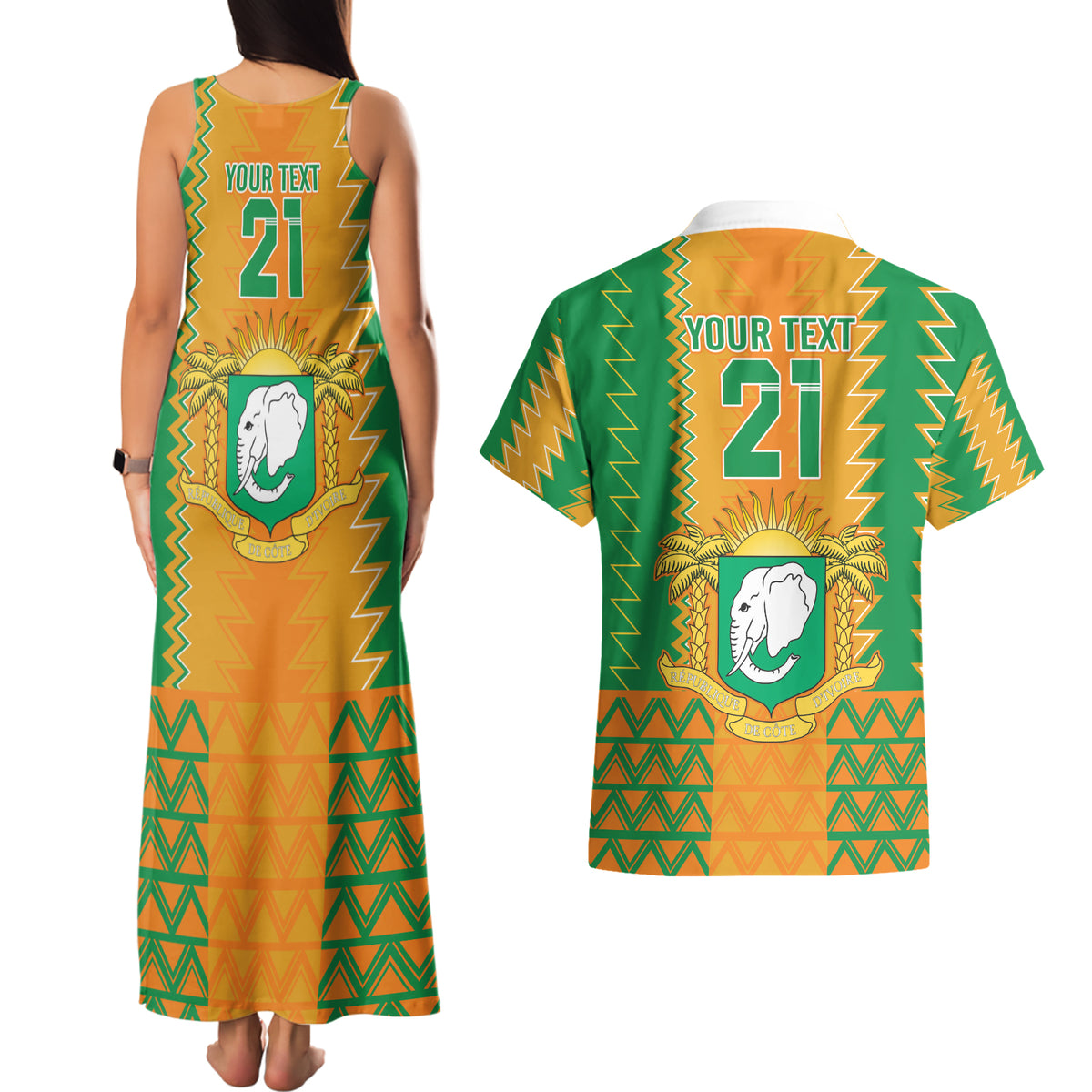 Custom Ivory Coast Football Couples Matching Tank Maxi Dress and Hawaiian Shirt Les Elephants 2024 Sporty Style LT9 - Wonder Print Shop