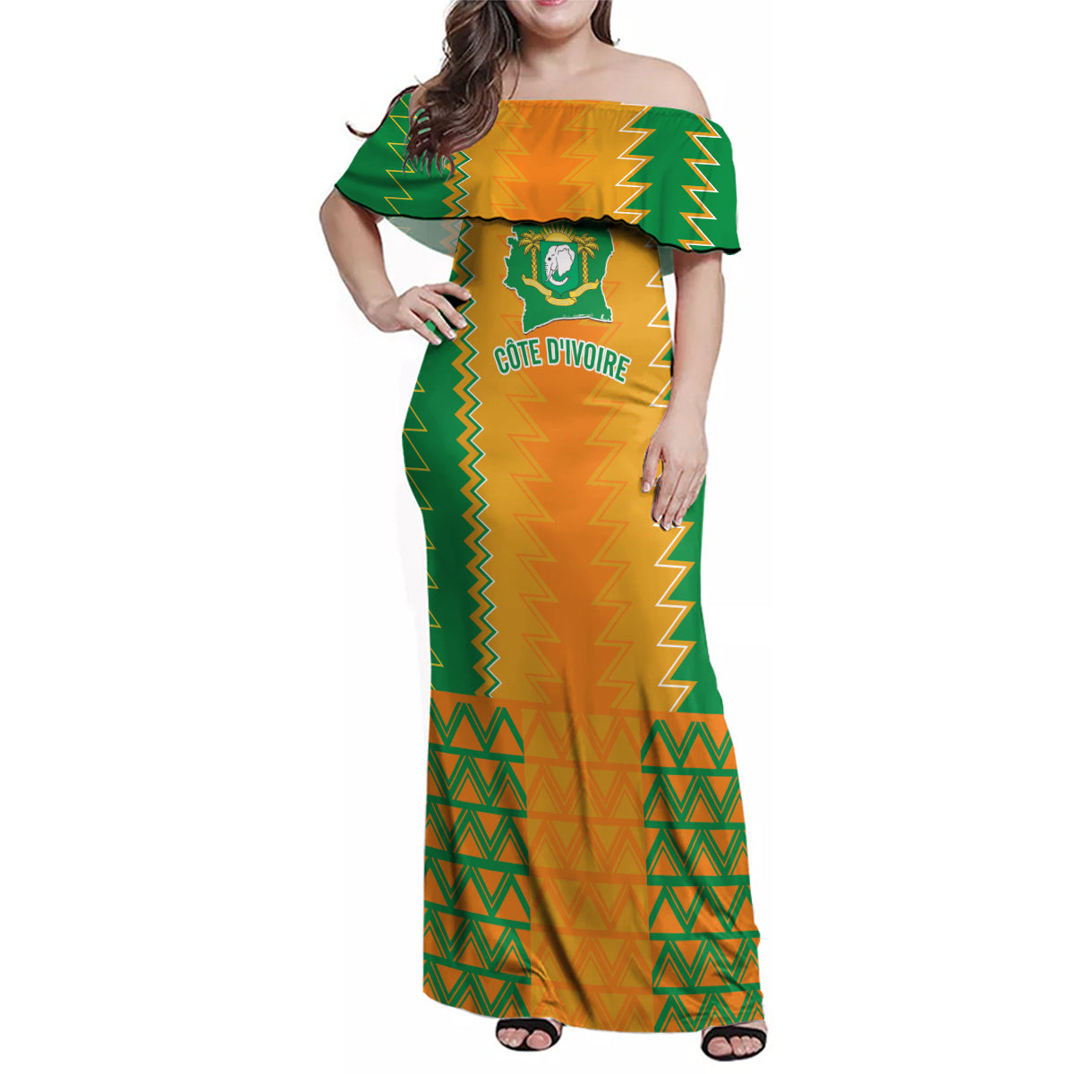 Custom Ivory Coast Football Family Matching Off Shoulder Maxi Dress and Hawaiian Shirt Les Elephants 2024 Sporty Style LT9 - Wonder Print Shop