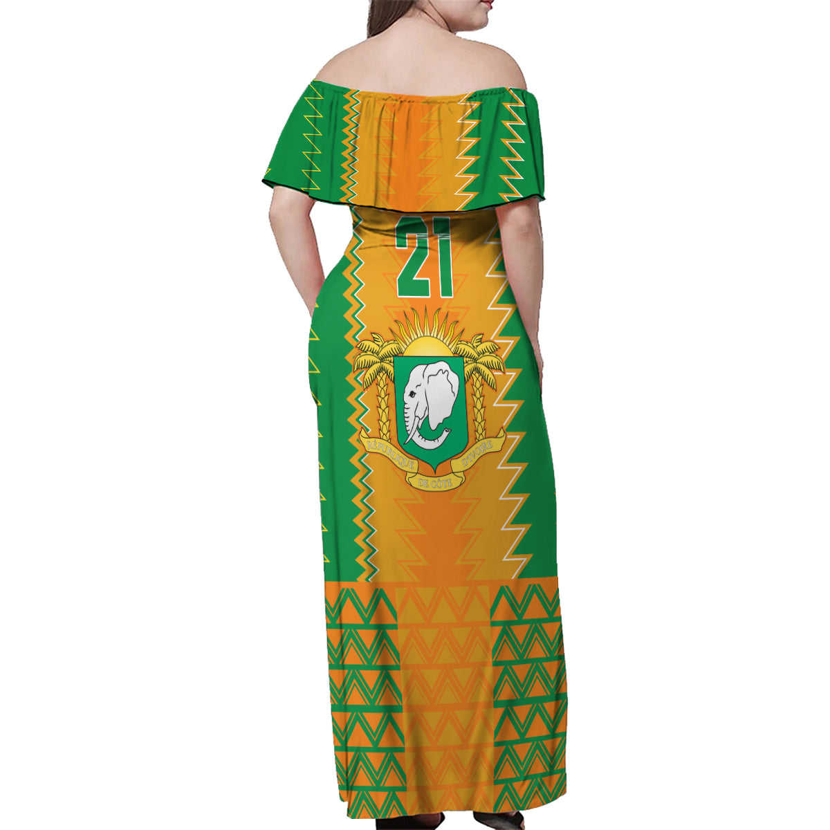 Custom Ivory Coast Football Family Matching Off Shoulder Maxi Dress and Hawaiian Shirt Les Elephants 2024 Sporty Style LT9 - Wonder Print Shop