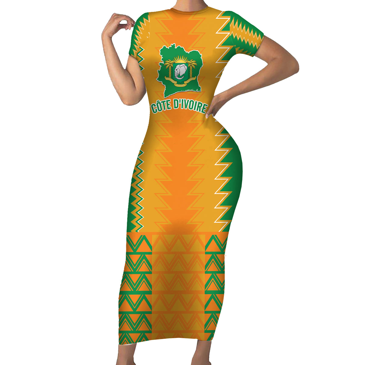 Custom Ivory Coast Football Family Matching Short Sleeve Bodycon Dress and Hawaiian Shirt Les Elephants 2024 Sporty Style - Wonder Print Shop