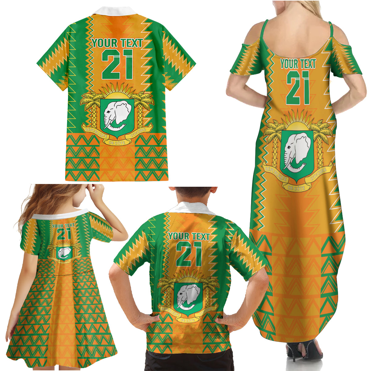 Custom Ivory Coast Football Family Matching Summer Maxi Dress and Hawaiian Shirt Les Elephants 2024 Sporty Style - Wonder Print Shop