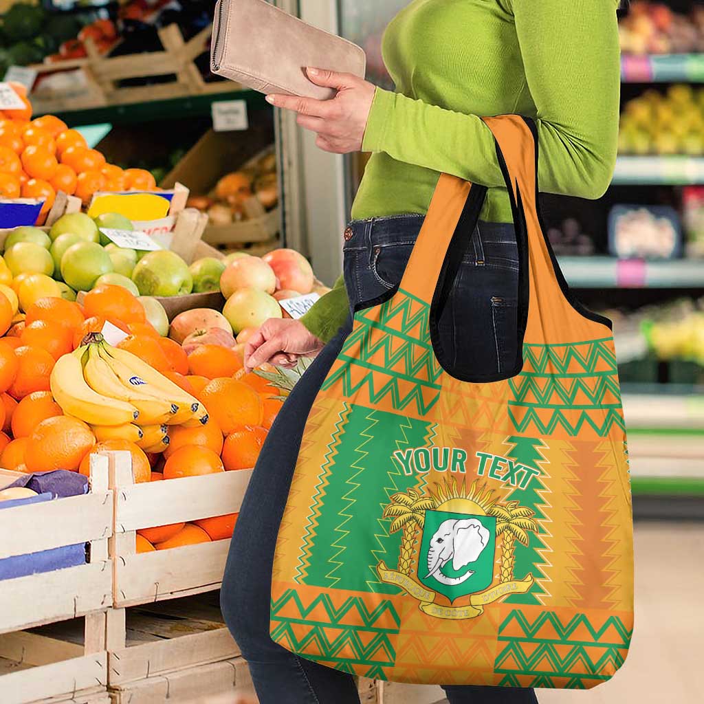 Custom Ivory Coast Football Grocery Bag Les Elephants Sporty Style