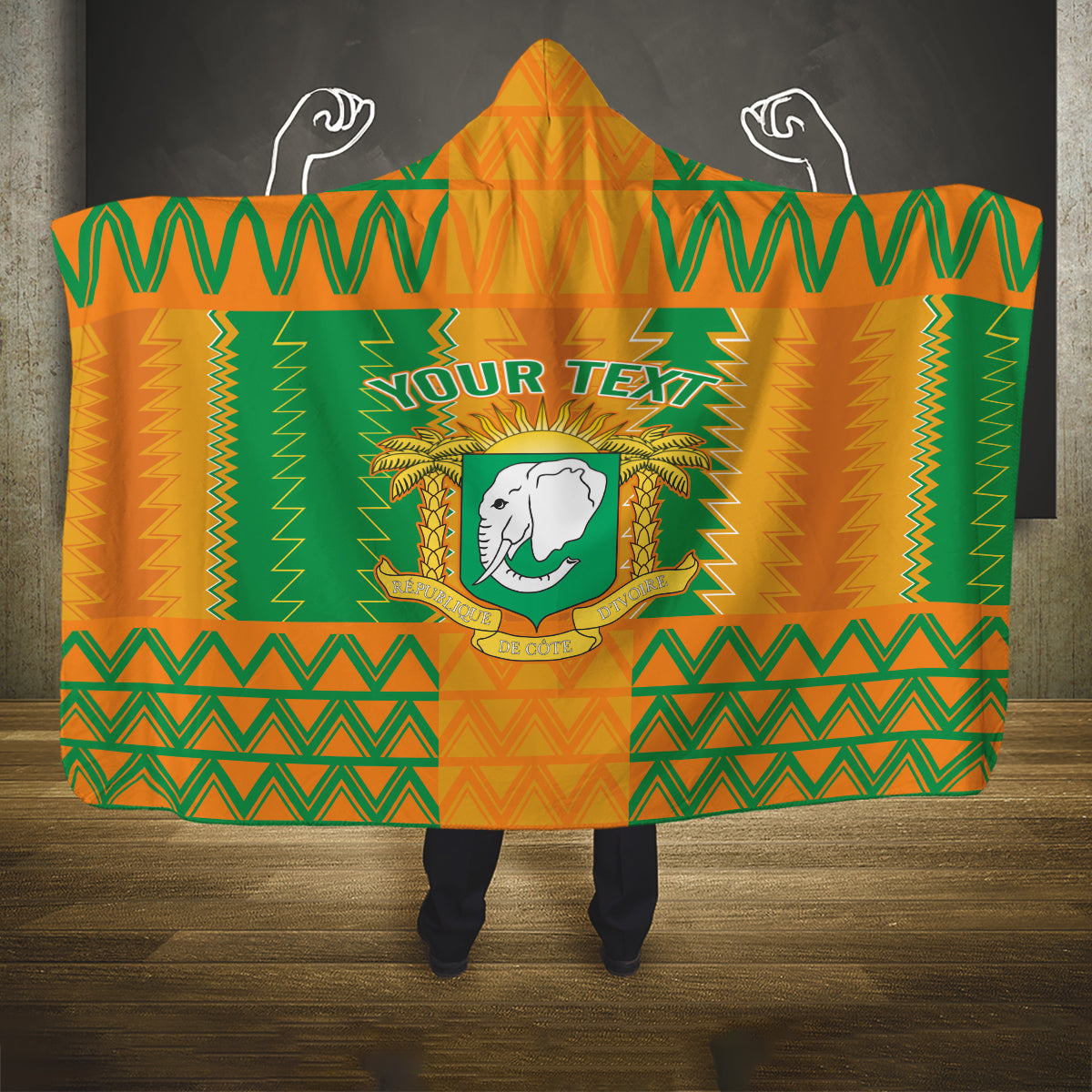 Custom Ivory Coast Football Hooded Blanket Les Elephants 2024 Sporty Style