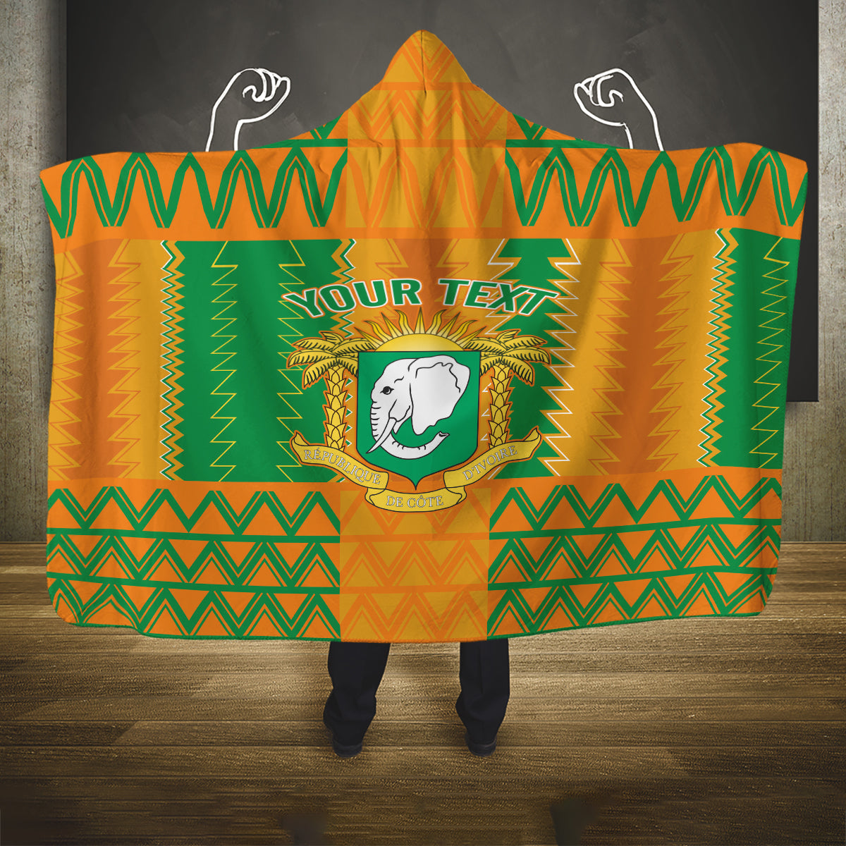 Custom Ivory Coast Football Hooded Blanket Les Elephants 2024 Sporty Style