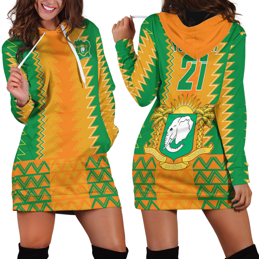 Custom Ivory Coast Football Hoodie Dress Les Elephants 2024 Sporty Style - Wonder Print Shop
