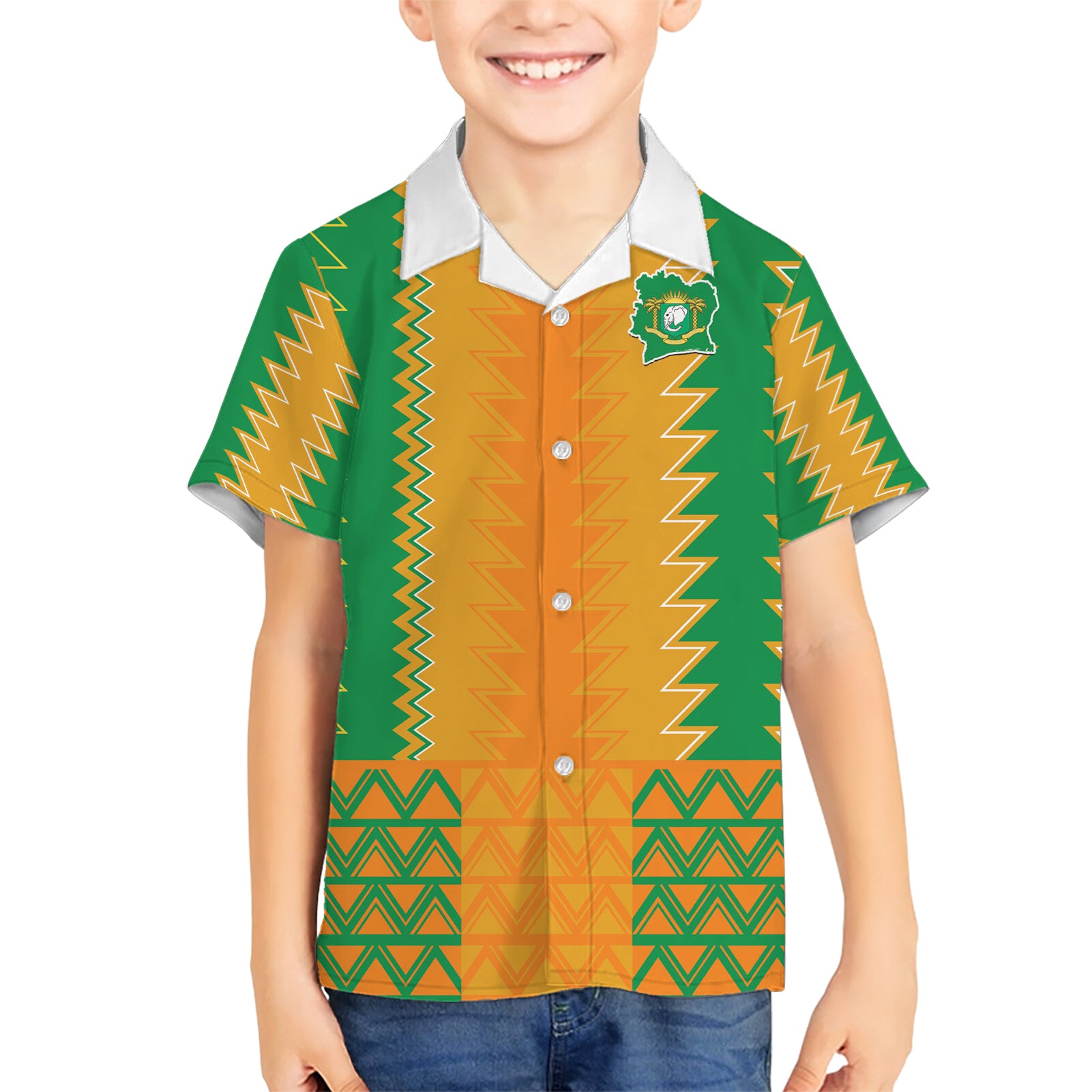 Custom Ivory Coast Football Kid Hawaiian Shirt Les Elephants 2024 Sporty Style - Wonder Print Shop