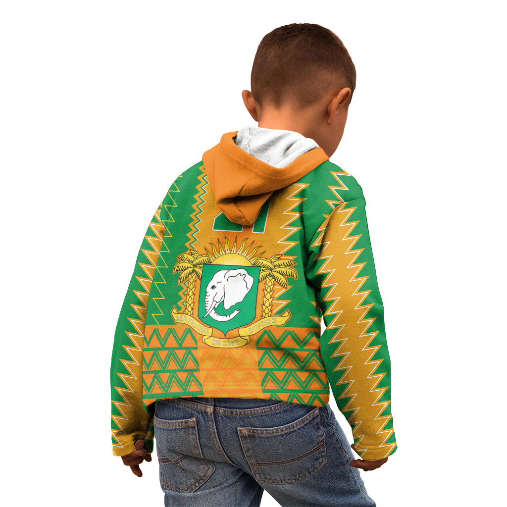 Custom Ivory Coast Football Kid Hoodie Les Elephants 2024 Sporty Style - Wonder Print Shop