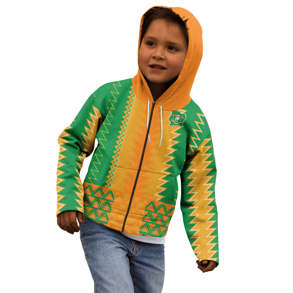 Custom Ivory Coast Football Kid Hoodie Les Elephants 2024 Sporty Style - Wonder Print Shop