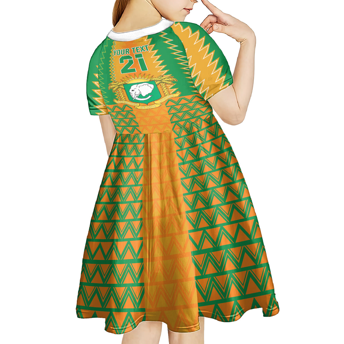 Custom Ivory Coast Football Kid Short Sleeve Dress Les Elephants 2024 Sporty Style - Wonder Print Shop