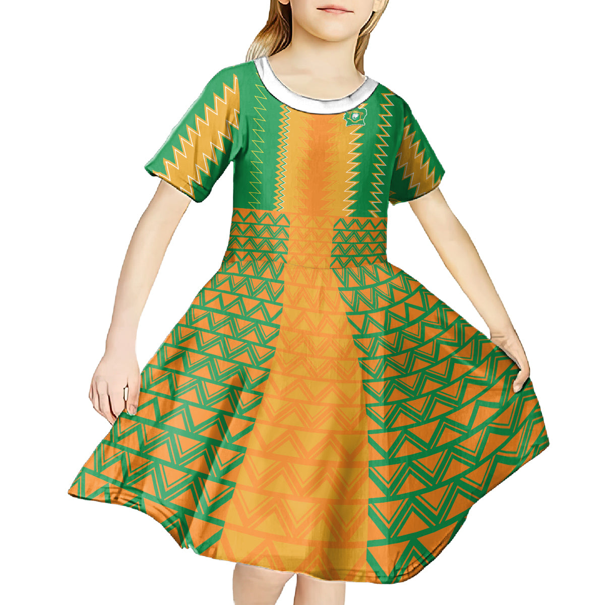 Custom Ivory Coast Football Kid Short Sleeve Dress Les Elephants 2024 Sporty Style - Wonder Print Shop