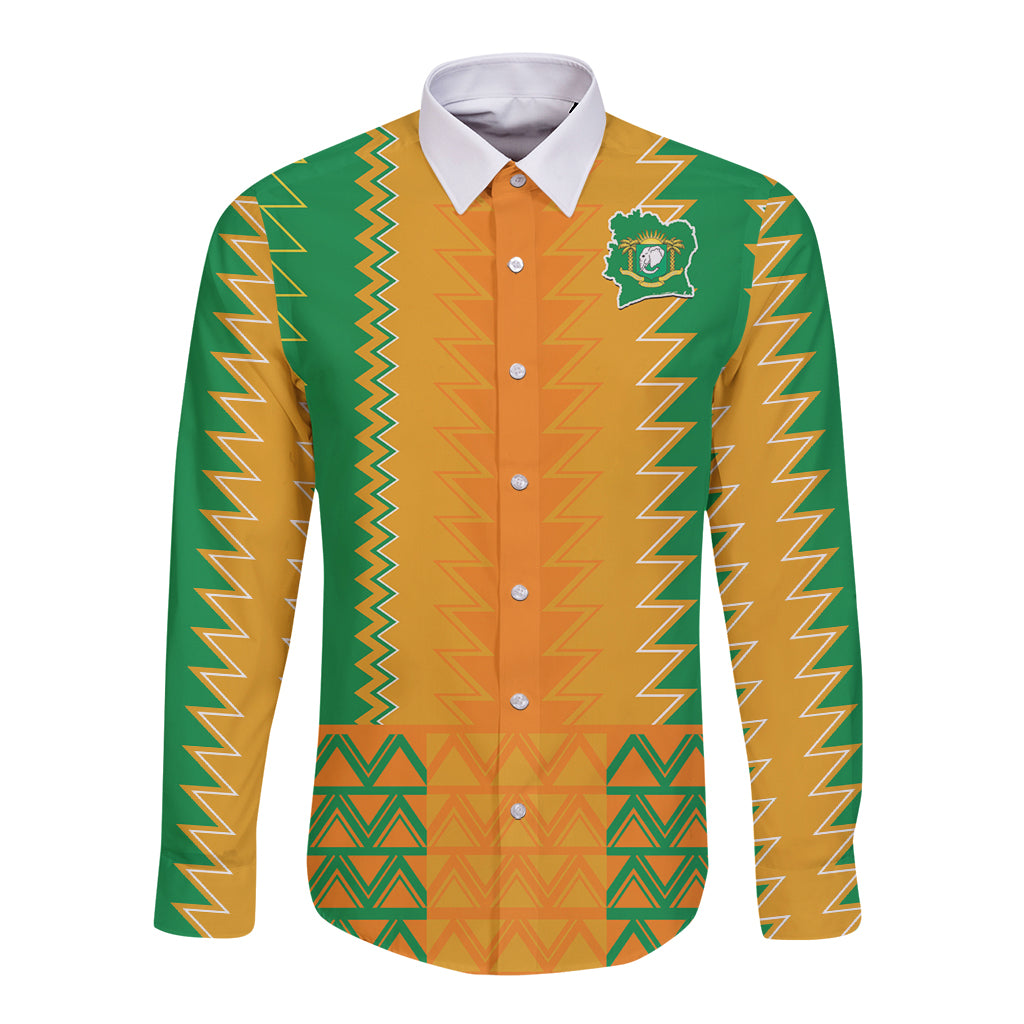 Custom Ivory Coast Football Long Sleeve Button Shirt Les Elephants 2024 Sporty Style - Wonder Print Shop