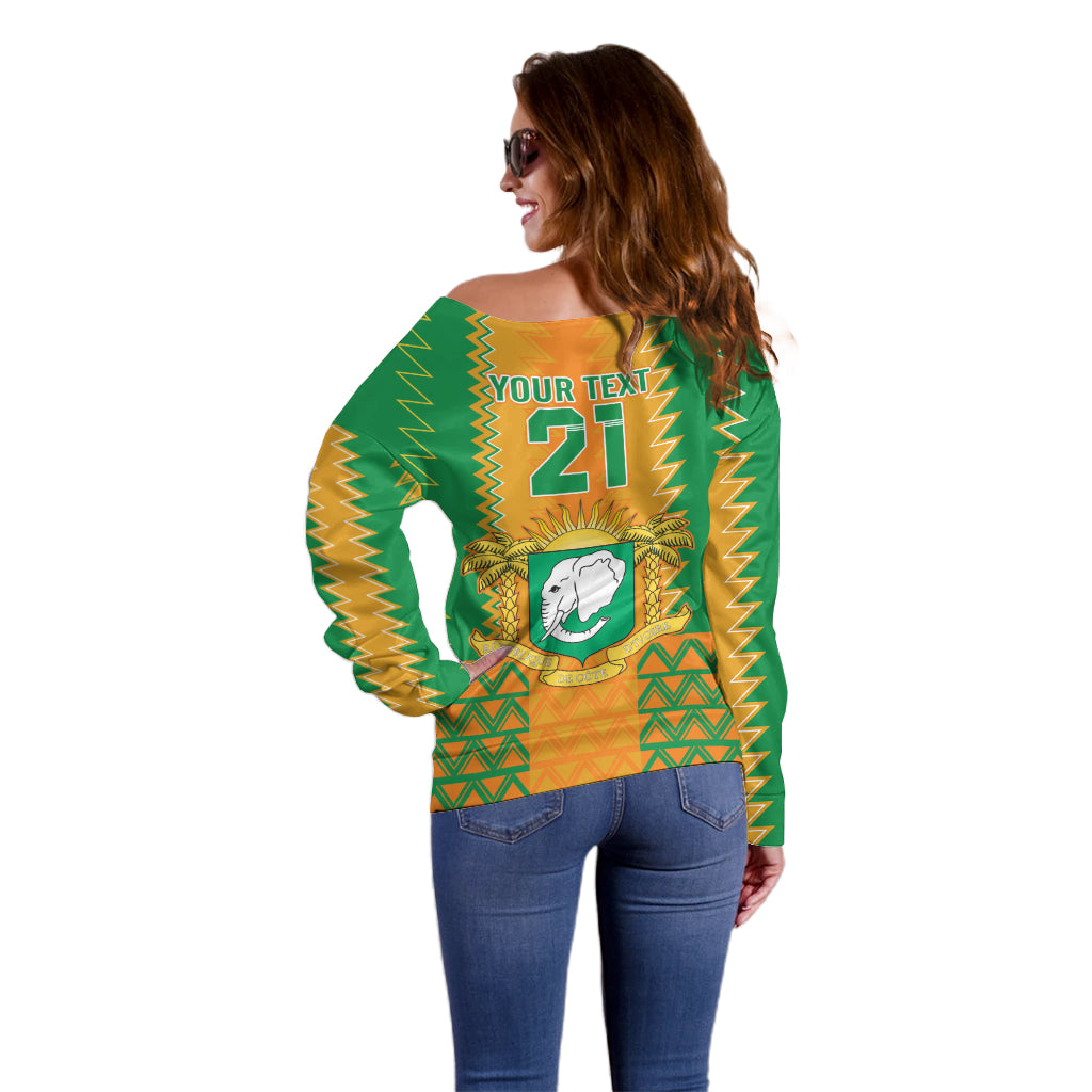 Custom Ivory Coast Football Off Shoulder Sweater Les Elephants 2024 Sporty Style - Wonder Print Shop