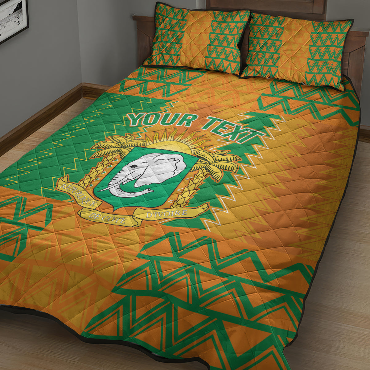 Custom Ivory Coast Football Quilt Bed Set Les Elephants 2024 Sporty Style - Wonder Print Shop