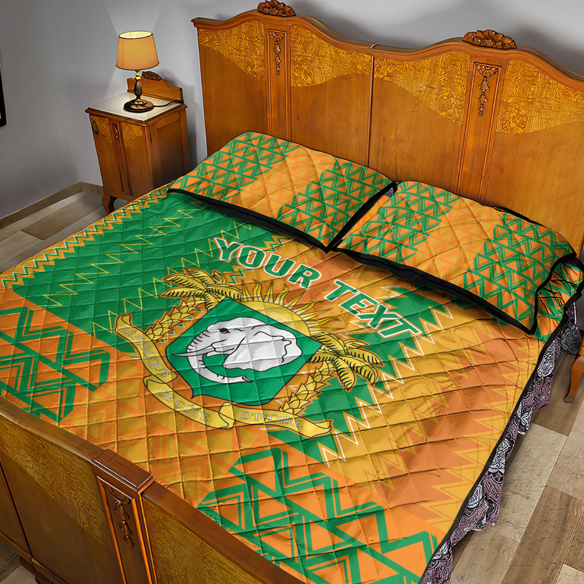 Custom Ivory Coast Football Quilt Bed Set Les Elephants 2024 Sporty Style - Wonder Print Shop