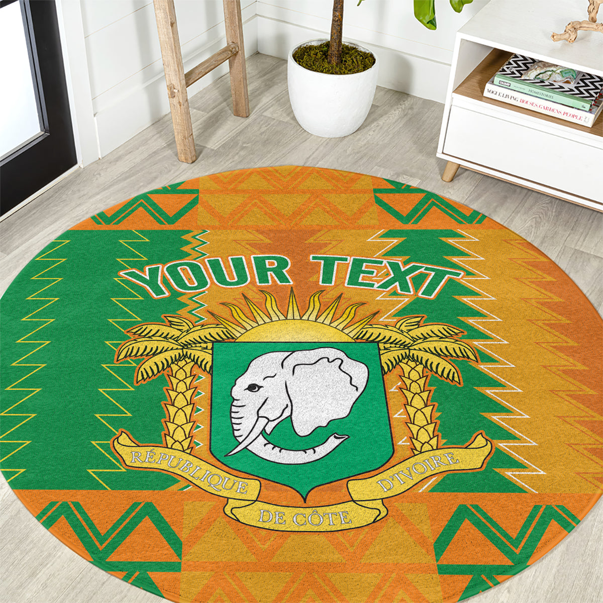 Custom Ivory Coast Football Round Carpet Les Elephants 2024 Sporty Style