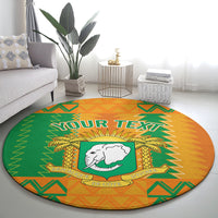 Custom Ivory Coast Football Round Carpet Les Elephants 2024 Sporty Style