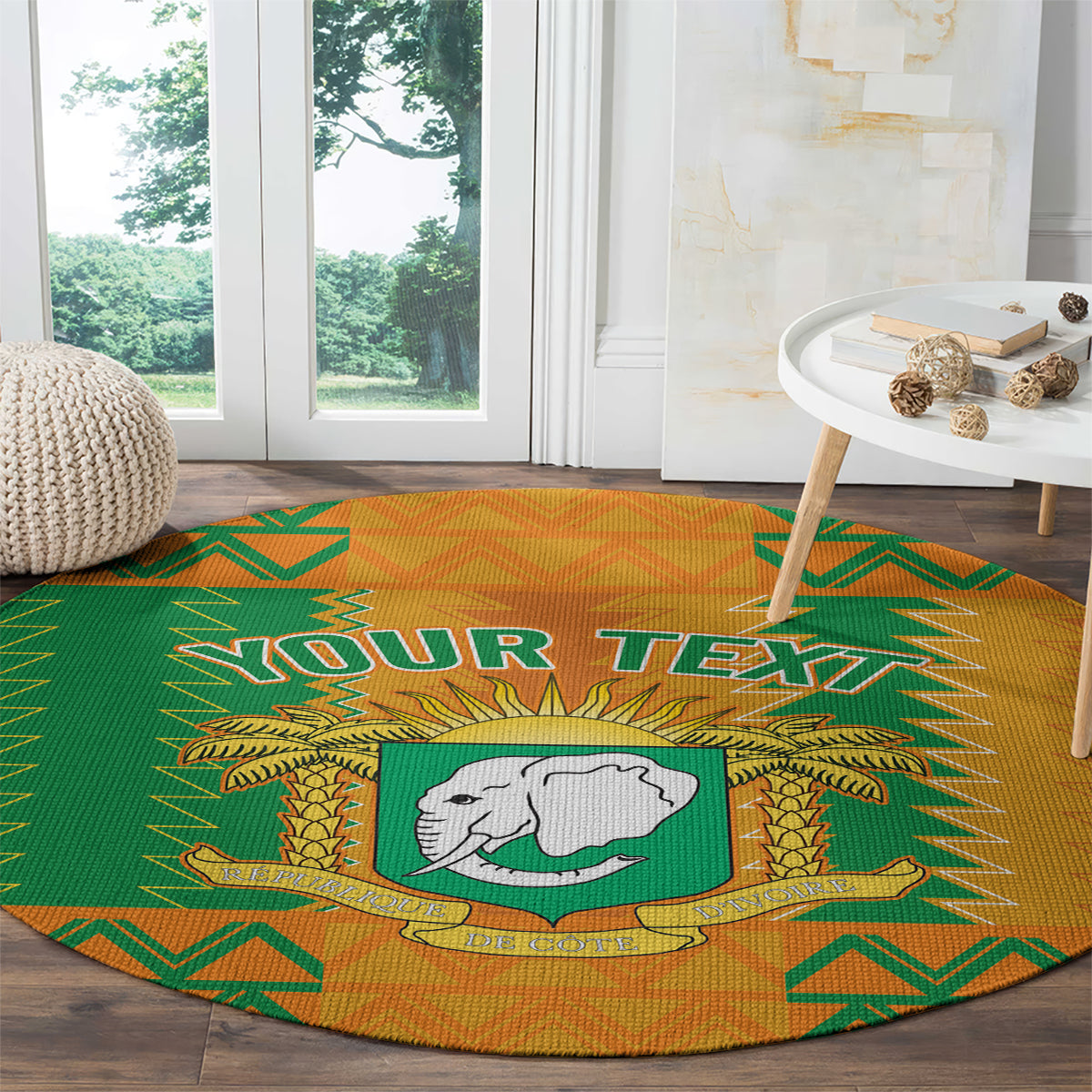 Custom Ivory Coast Football Round Carpet Les Elephants 2024 Sporty Style