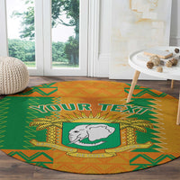 Custom Ivory Coast Football Round Carpet Les Elephants 2024 Sporty Style