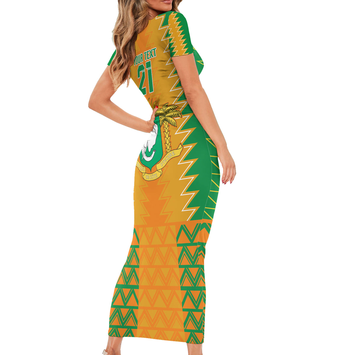 Custom Ivory Coast Football Short Sleeve Bodycon Dress Les Elephants 2024 Sporty Style - Wonder Print Shop
