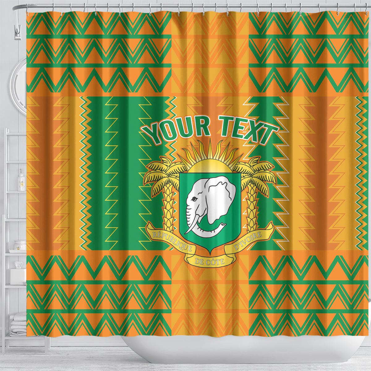Custom Ivory Coast Football Shower Curtain Les Elephants 2024 Sporty Style