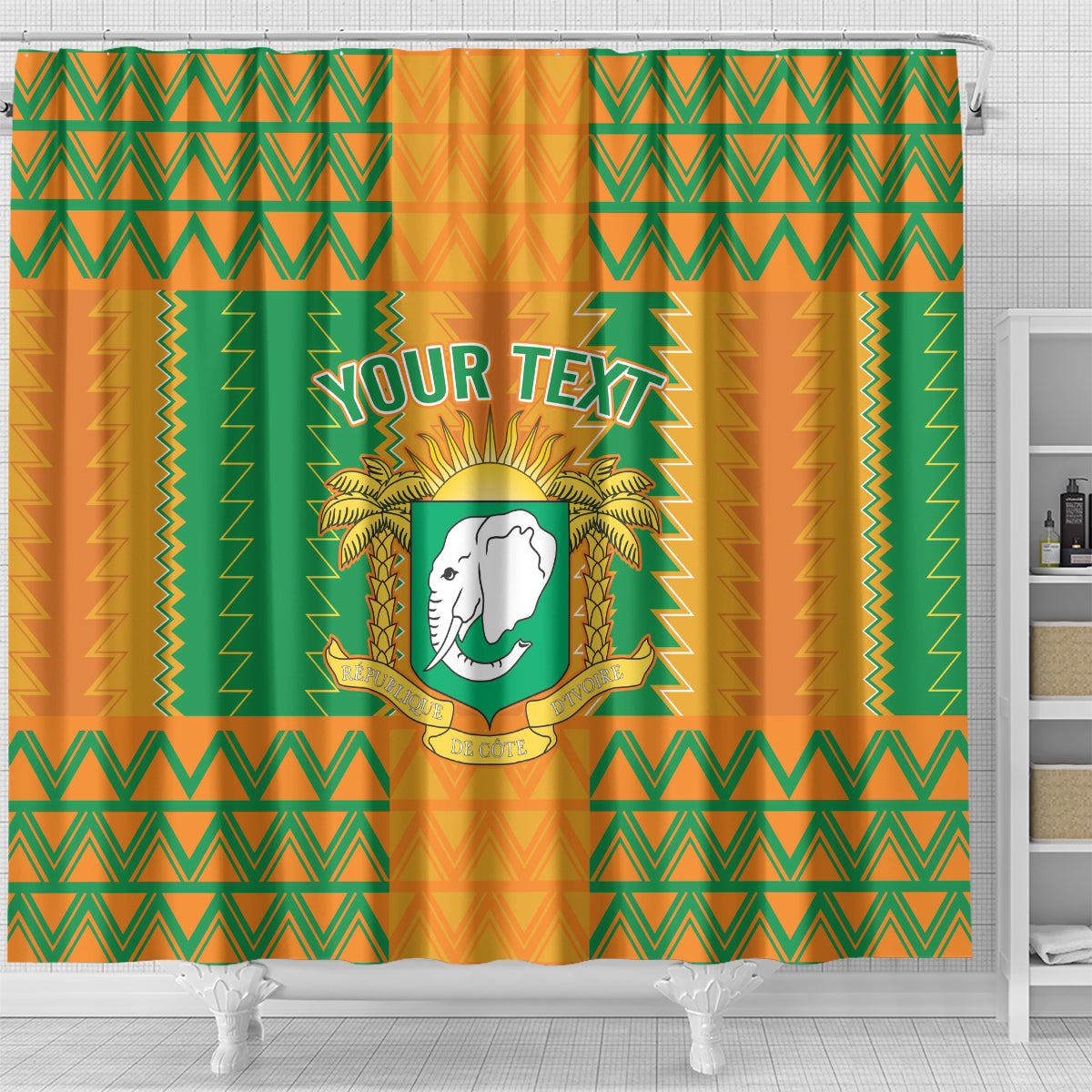 Custom Ivory Coast Football Shower Curtain Les Elephants 2024 Sporty Style