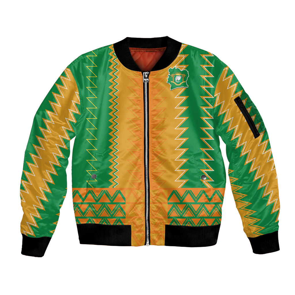 Custom Ivory Coast Football Sleeve Zip Bomber Jacket Les Elephants 2024 Sporty Style - Wonder Print Shop