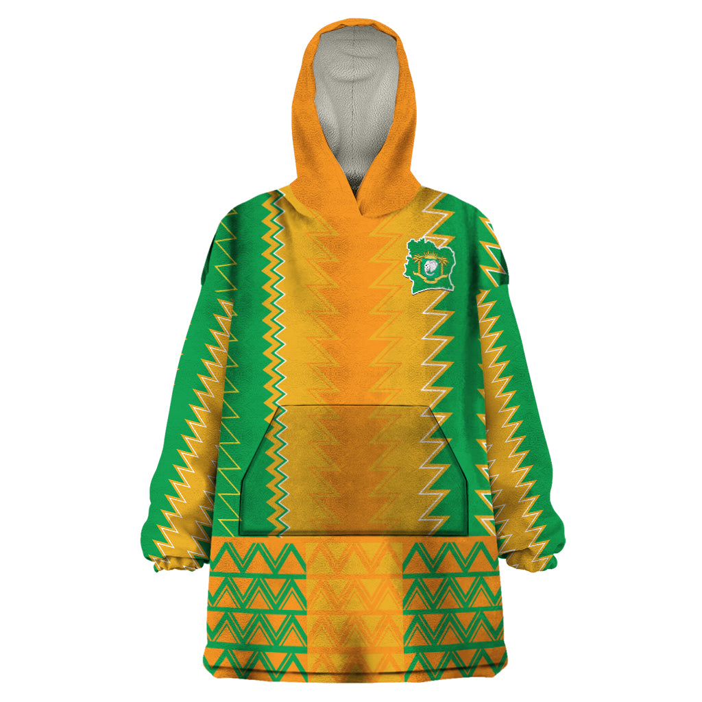 Custom Ivory Coast Football Wearable Blanket Hoodie Les Elephants 2024 Sporty Style - Wonder Print Shop
