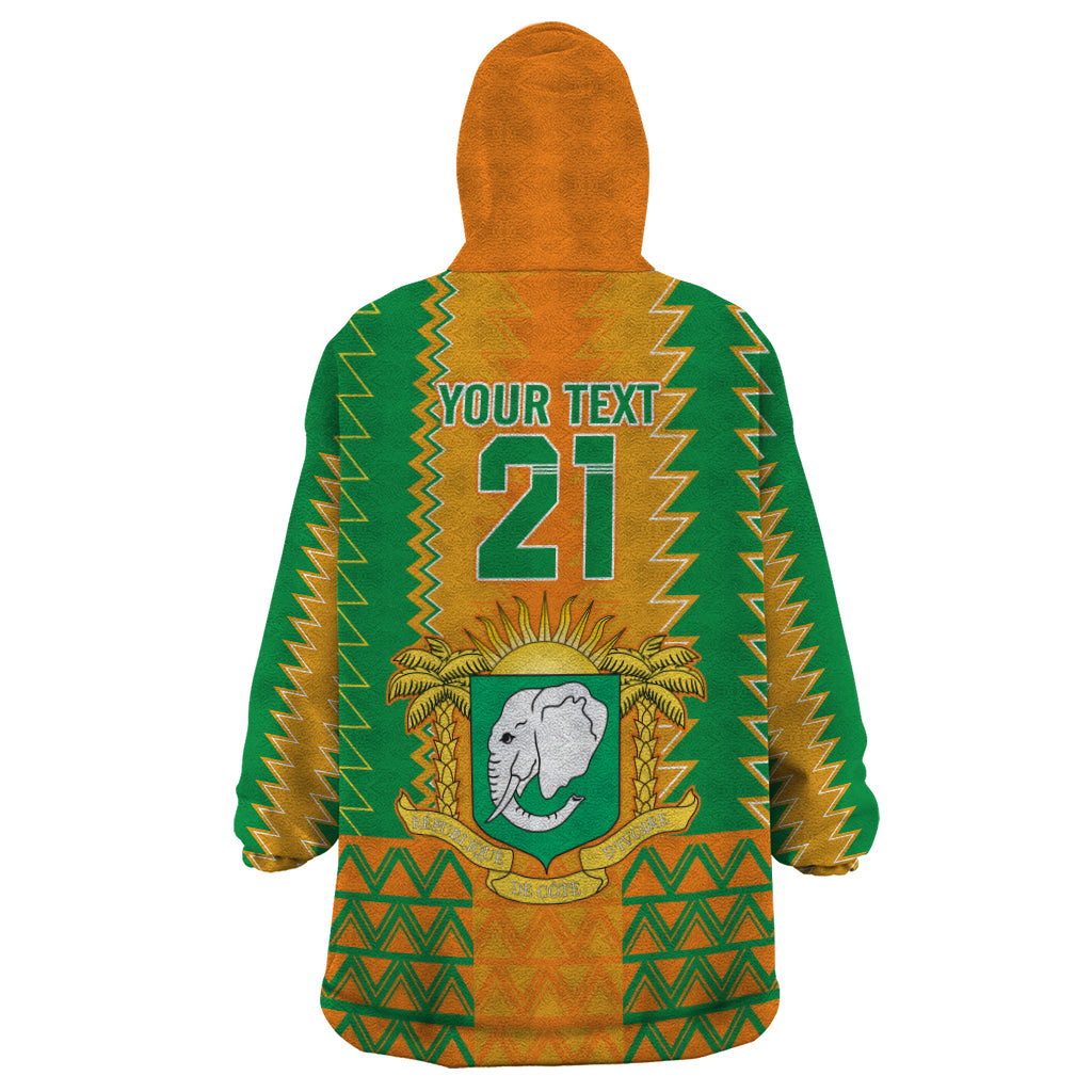 Custom Ivory Coast Football Wearable Blanket Hoodie Les Elephants 2024 Sporty Style - Wonder Print Shop