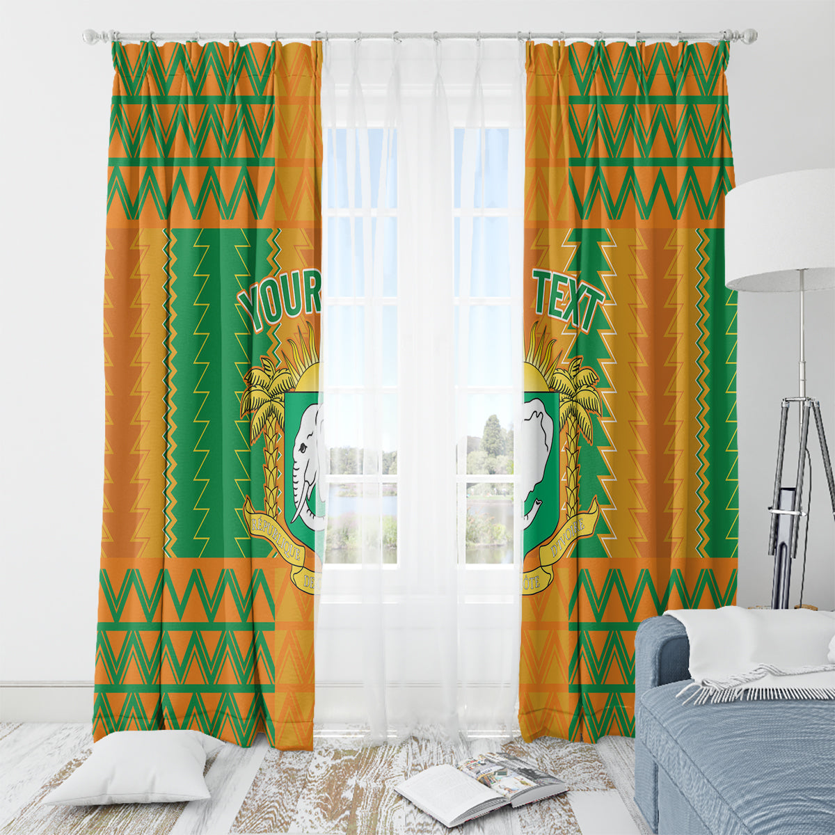 Custom Ivory Coast Football Window Curtain Les Elephants 2024 Sporty Style - Wonder Print Shop