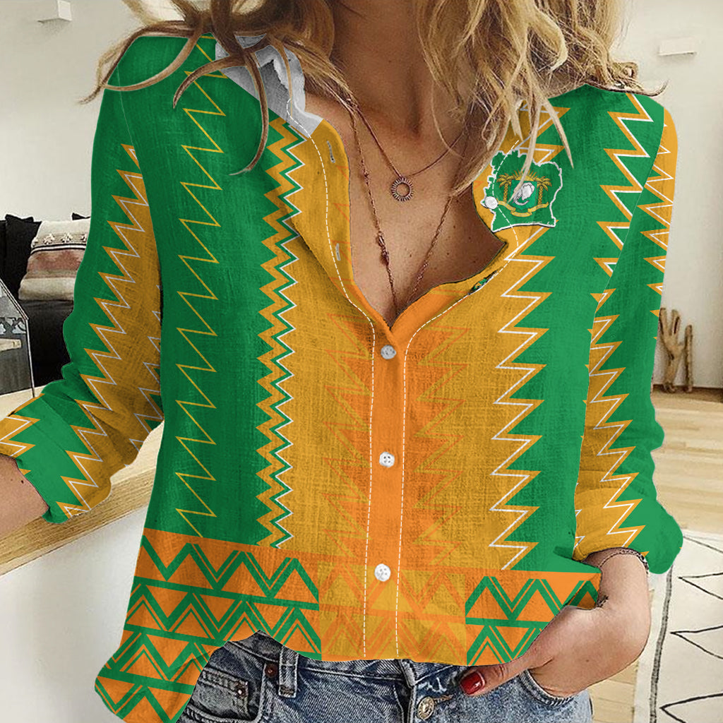 Custom Ivory Coast Football Women Casual Shirt Les Elephants 2024 Sporty Style - Wonder Print Shop