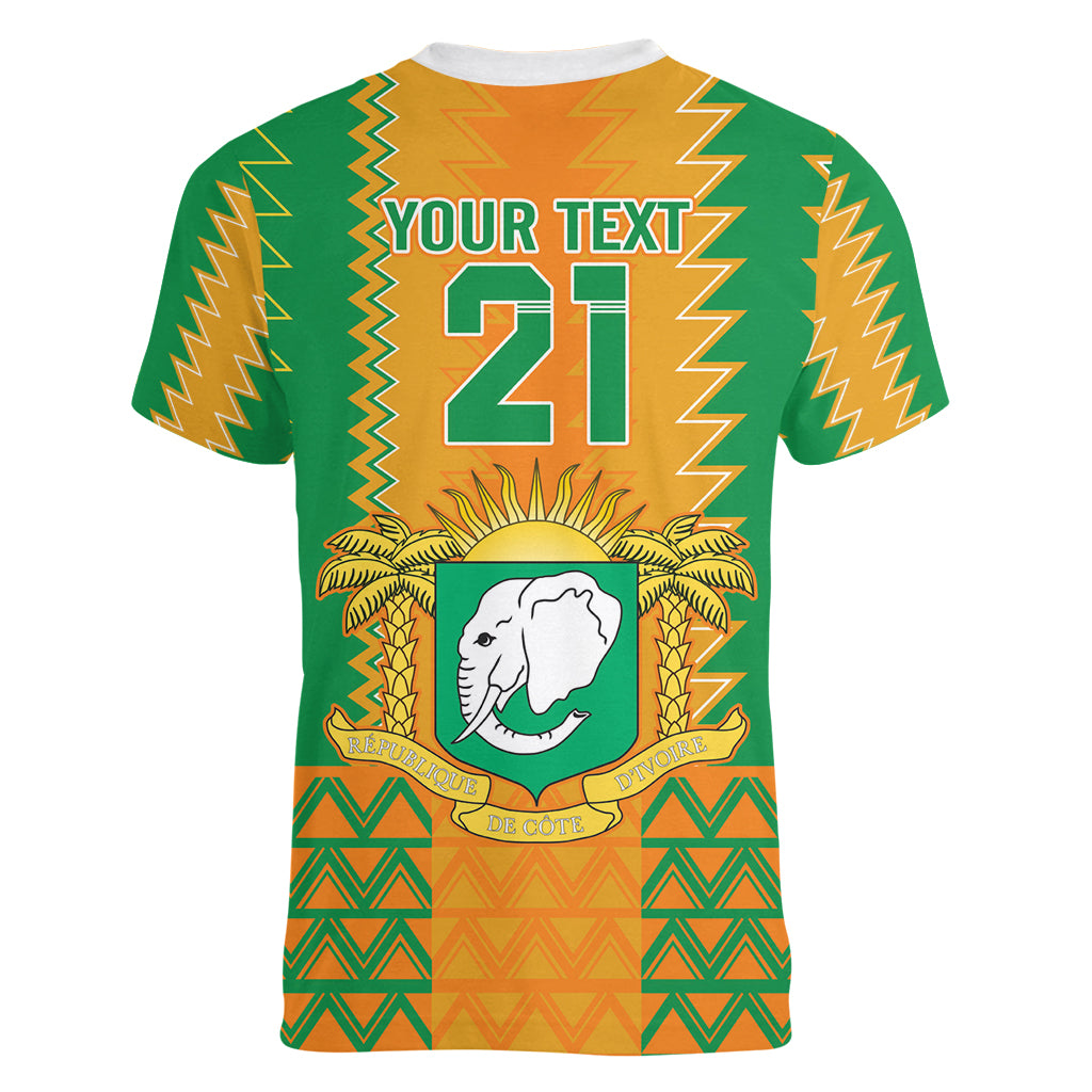 Custom Ivory Coast Football Women V Neck T Shirt Les Elephants 2024 Sporty Style - Wonder Print Shop