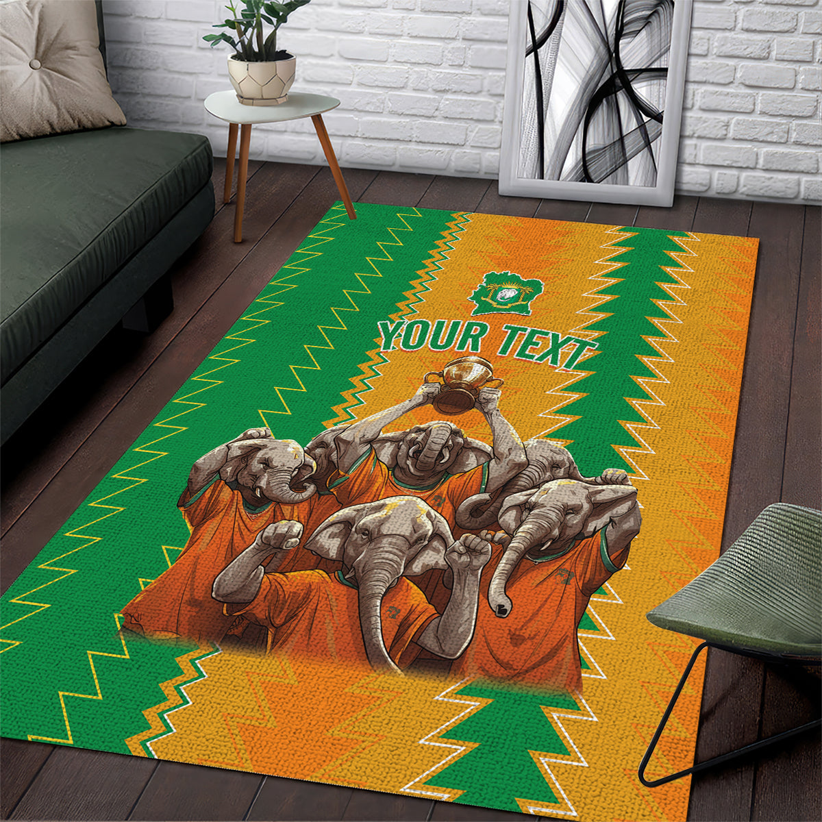 Custom Ivory Coast Football Area Rug The Champions Les Elephants 2024 LT9 - Wonder Print Shop