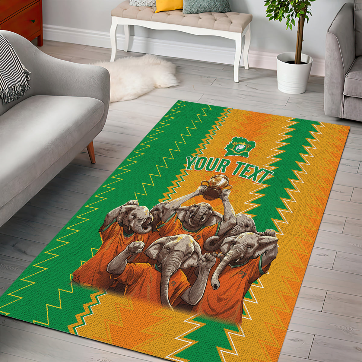 Custom Ivory Coast Football Area Rug The Champions Les Elephants 2024 LT9 - Wonder Print Shop